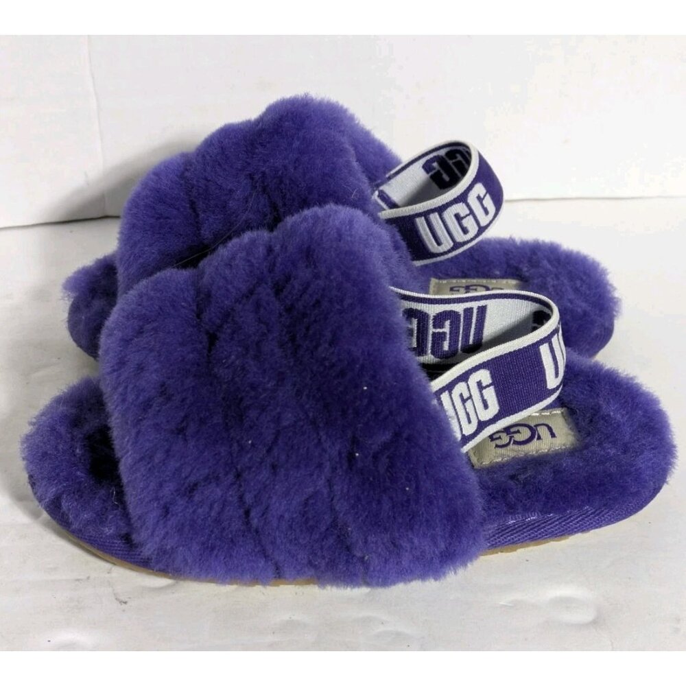 UGG-T Fluff Yeah Slide Sandals Toddler Size 8 Logo Sheepskin Purple 1098579T